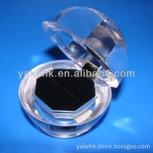 Round Ring Box clear transparent plastic black pad jewelry gifts boxes